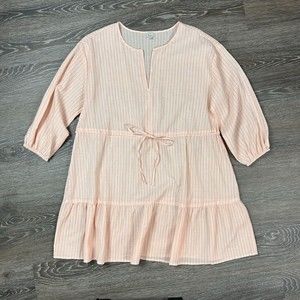 Loft Beach Summer Lightweight Gauze Tiered Peach Dress Size M EUC 3/4 sleeve